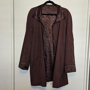 Sackables brown reversible jacket coat leopard print cheetah print vintage